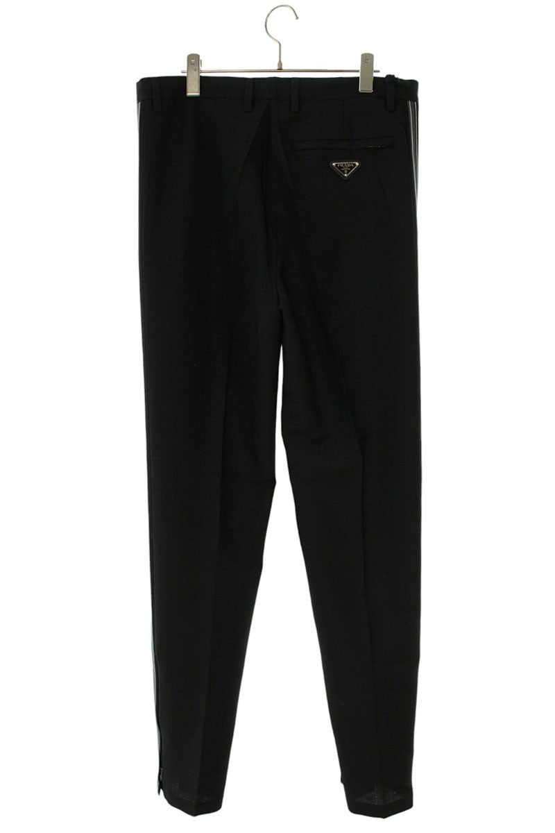 PRADA Triangle Plate Mohair Wool Slacks Black Size 33