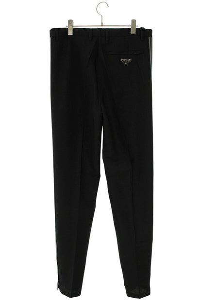 PRADA Triangle Plate Mohair Wool Slacks Black Size 33