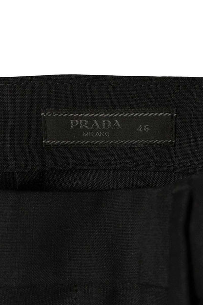 PRADA Triangle Plate Mohair Wool Slacks Black Size 33