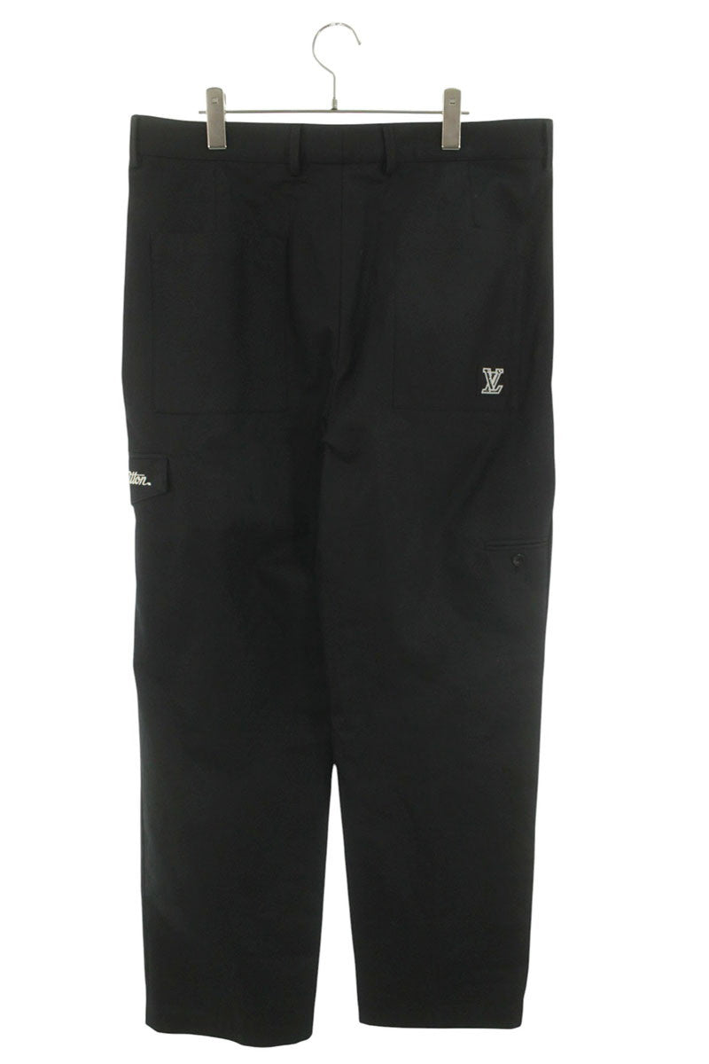 LOUISVUITTON Logo Cargo Cotton Pants Black Size 38
