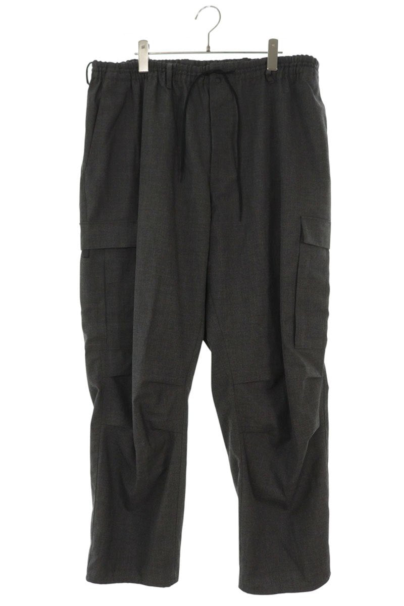 Y-3 Logo Print Drop Crotch Cargo Pants Gray Size 36