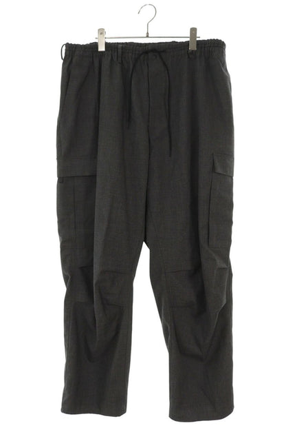 Y-3 Logo Print Drop Crotch Cargo Pants Gray Size 36