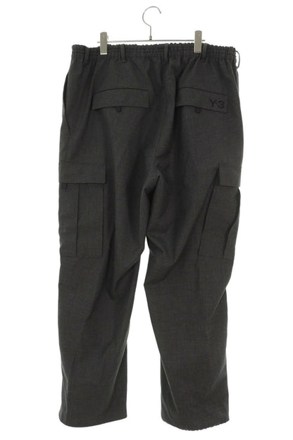 Y-3 Logo Print Drop Crotch Cargo Pants Gray Size 36