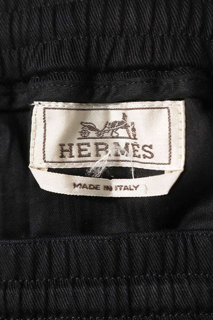HERMES Cotton Tapered Hem Zip Pants Black Size 30