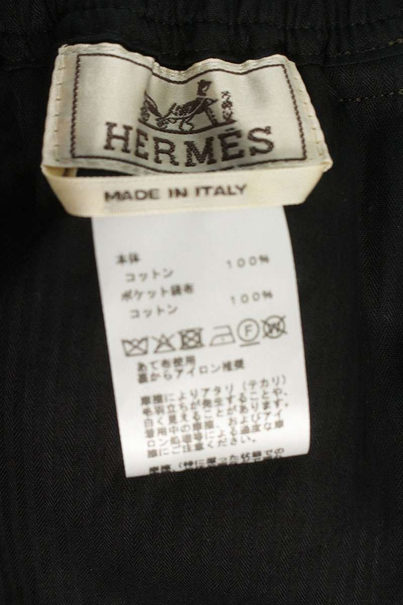 HERMES Cotton Easy Wide Pants Brown Size 32