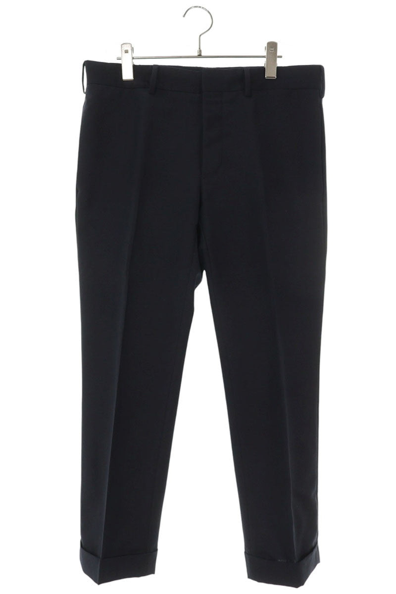 PRADA Logo Tag Mohair Blend Slacks Navy Size 33