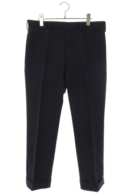 PRADA Logo Tag Mohair Blend Slacks Navy Size 33