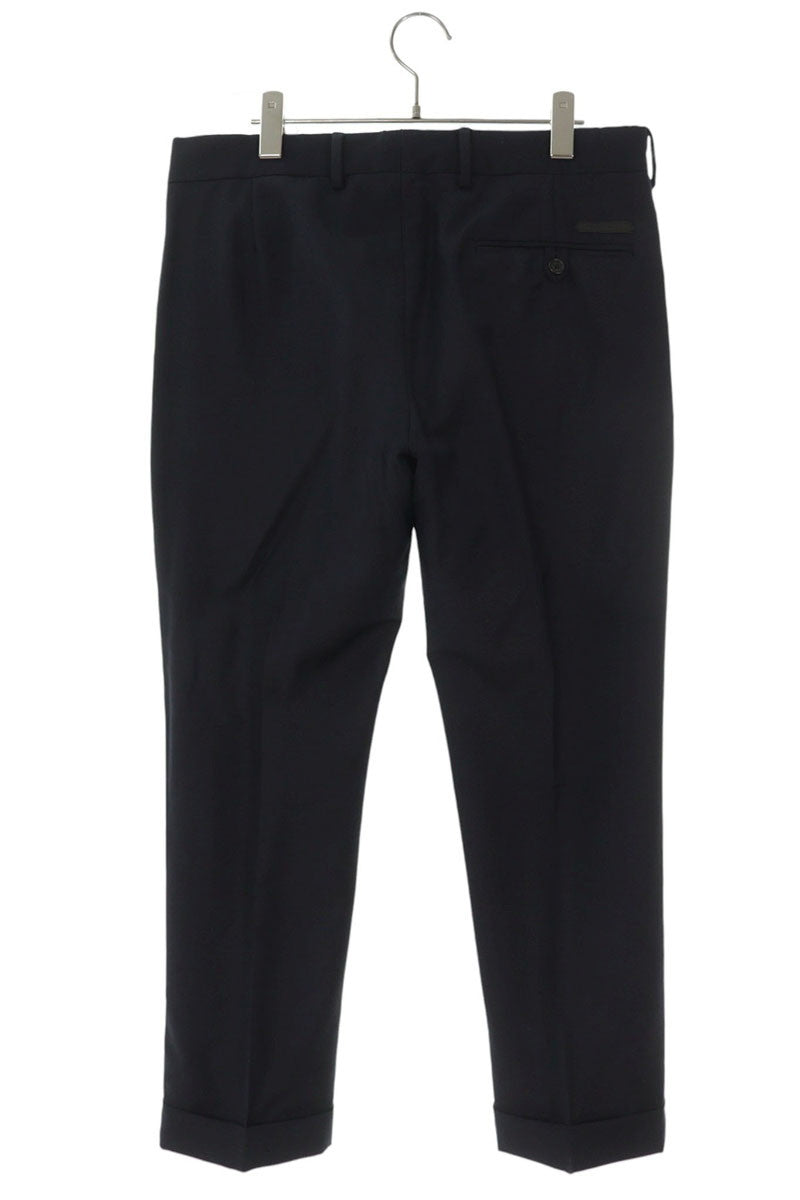 PRADA Logo Tag Mohair Blend Slacks Navy Size 33
