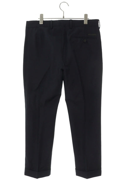 PRADA Logo Tag Mohair Blend Slacks Navy Size 33