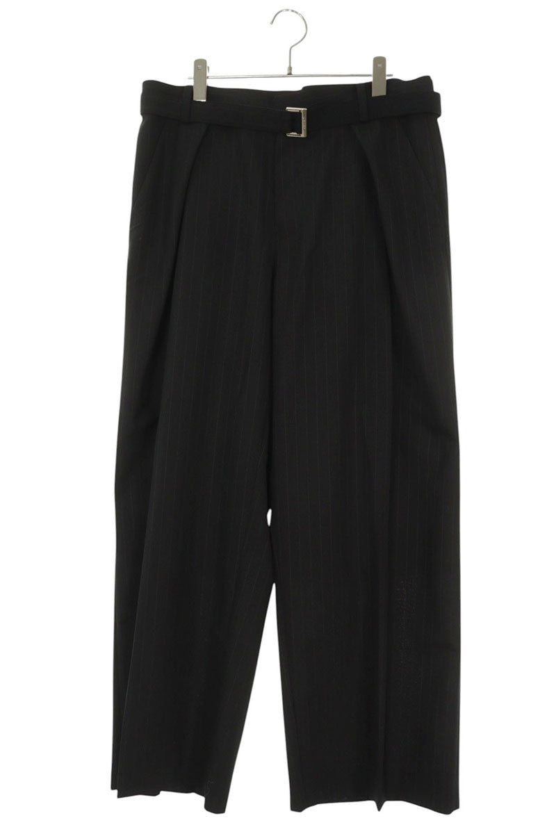 Sacai 26SS Black Belted Chalk Stripe Wool Blend Size 34