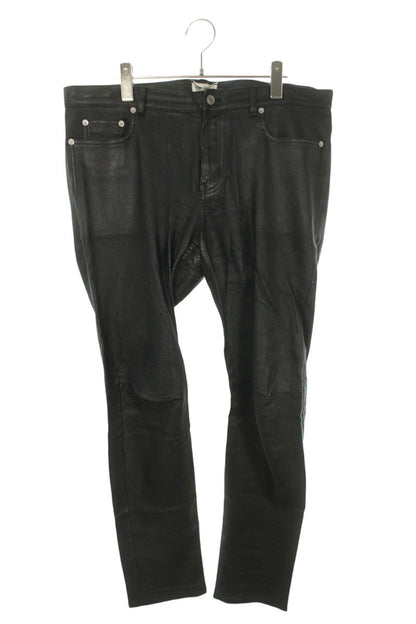 Saint Laurent Paris Leather Long Pants Black Size 52