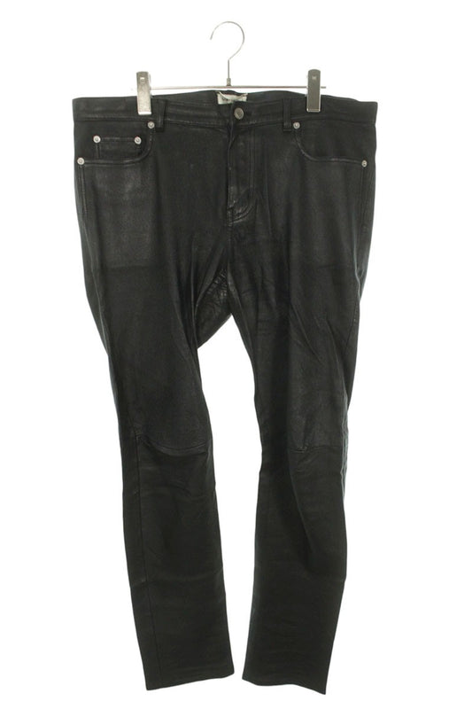Saint Laurent Paris Leather Long Pants Black Size 52