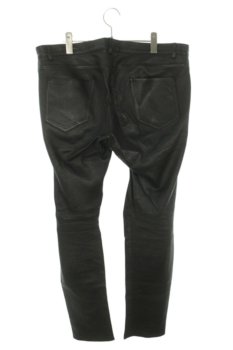 Saint Laurent Paris Leather Long Pants Black Size 52