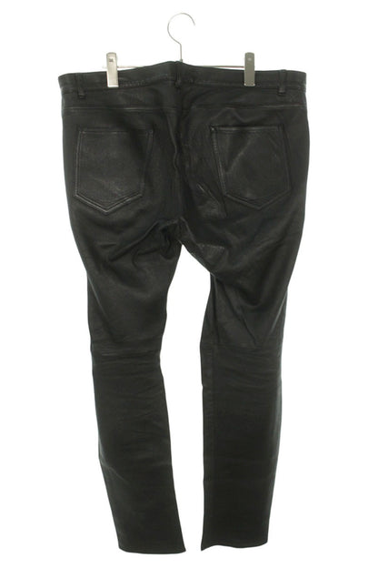 Saint Laurent Paris Leather Long Pants Black Size 52