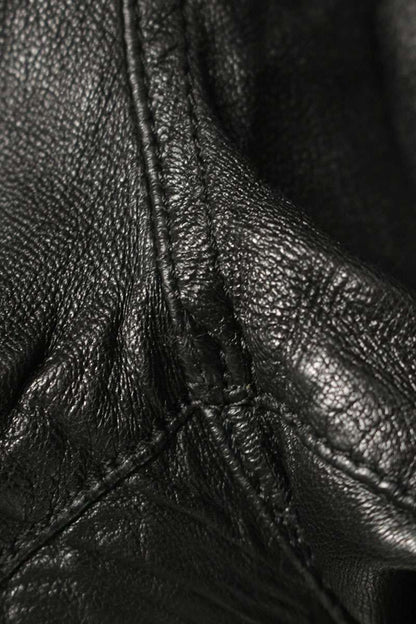 Saint Laurent Paris Leather Long Pants Black Size 52
