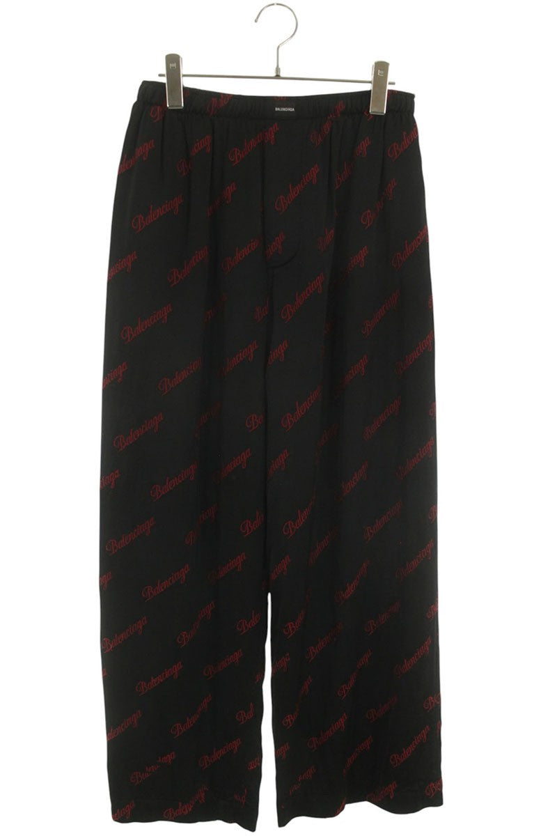 BALENCIAGA All-Over Logo Print Rayon Pants Multi Size 34