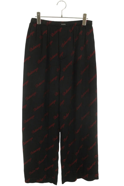 BALENCIAGA All-Over Logo Print Rayon Pants Multi Size 34