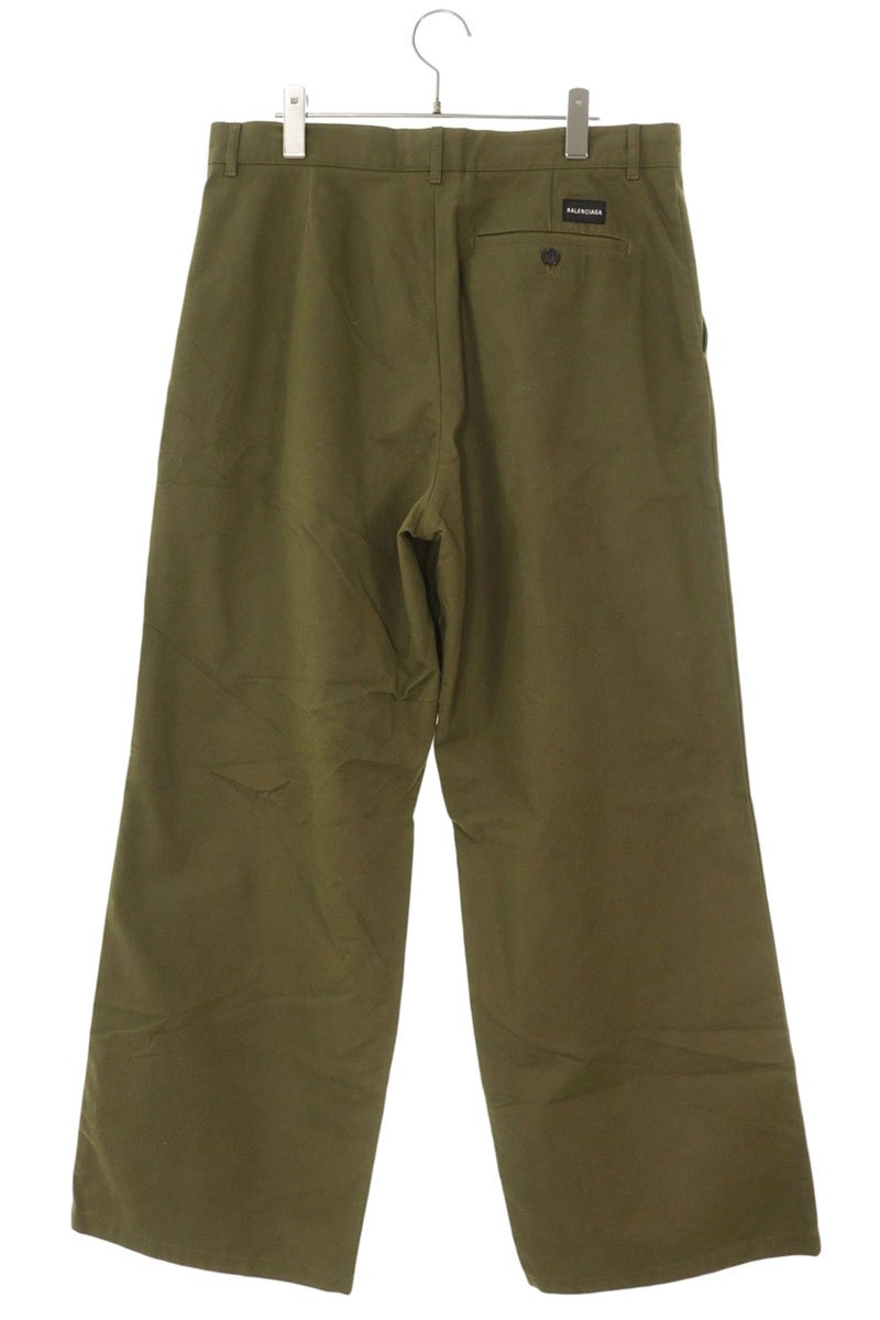 BALENCIAGA Cotton Wide Baggy Pants Green Size 34
