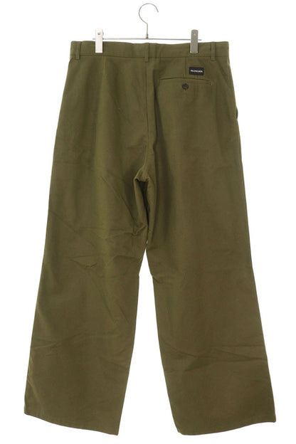 BALENCIAGA Cotton Wide Baggy Pants Green Size 34