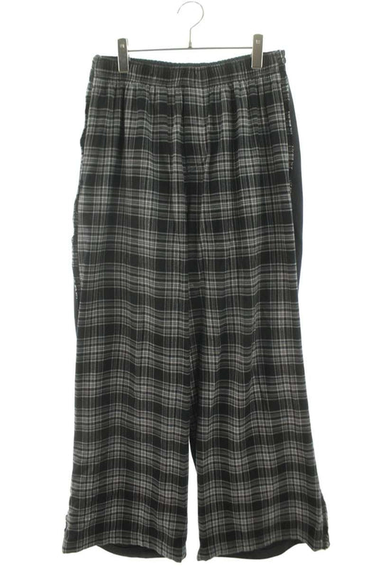 BALENCIAGA Check Pattern Panel Sweatpants Black Size 32