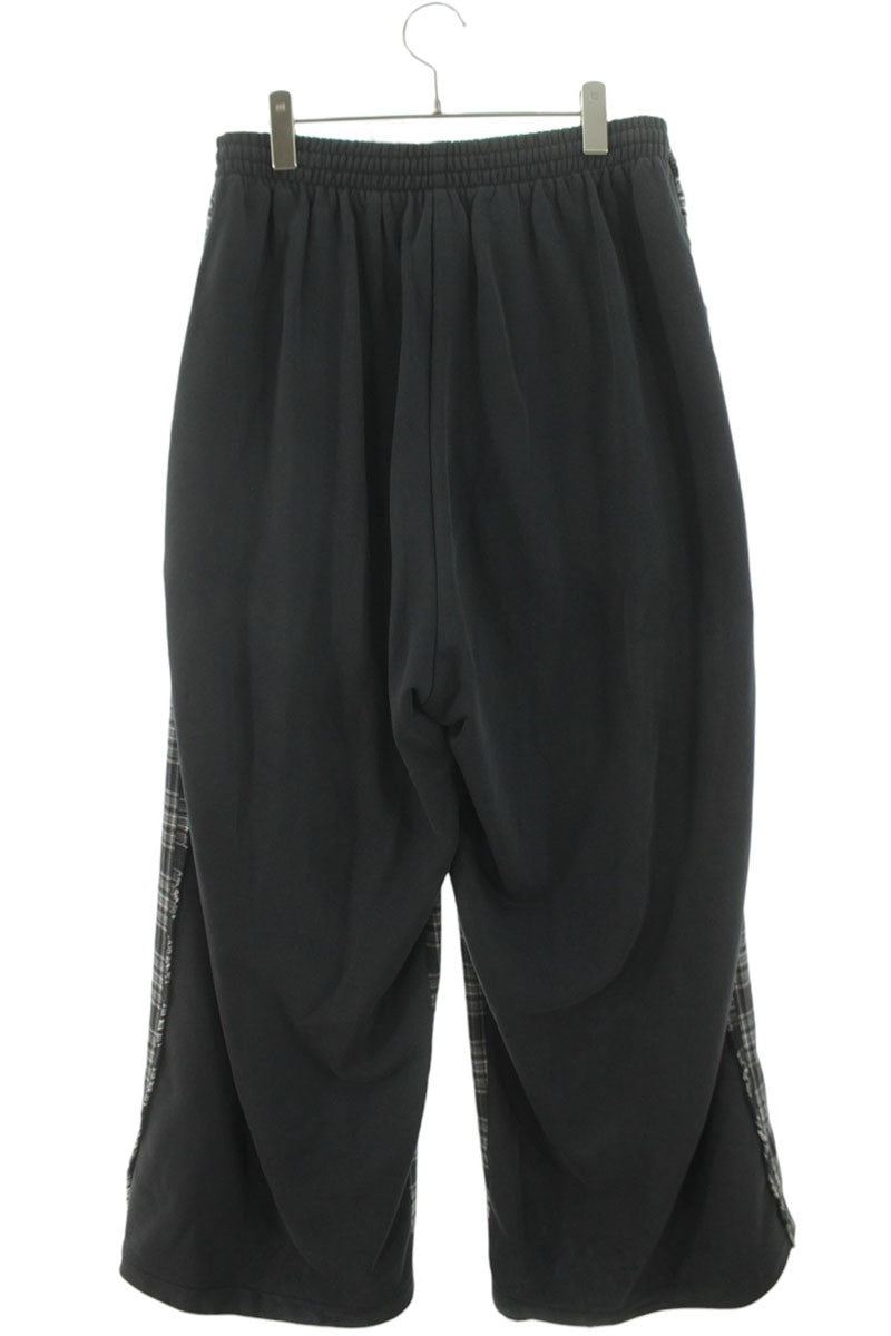 BALENCIAGA Check Pattern Panel Sweatpants Black Size 32