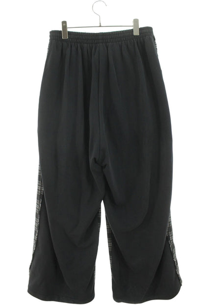 BALENCIAGA Check Pattern Panel Sweatpants Black Size 32