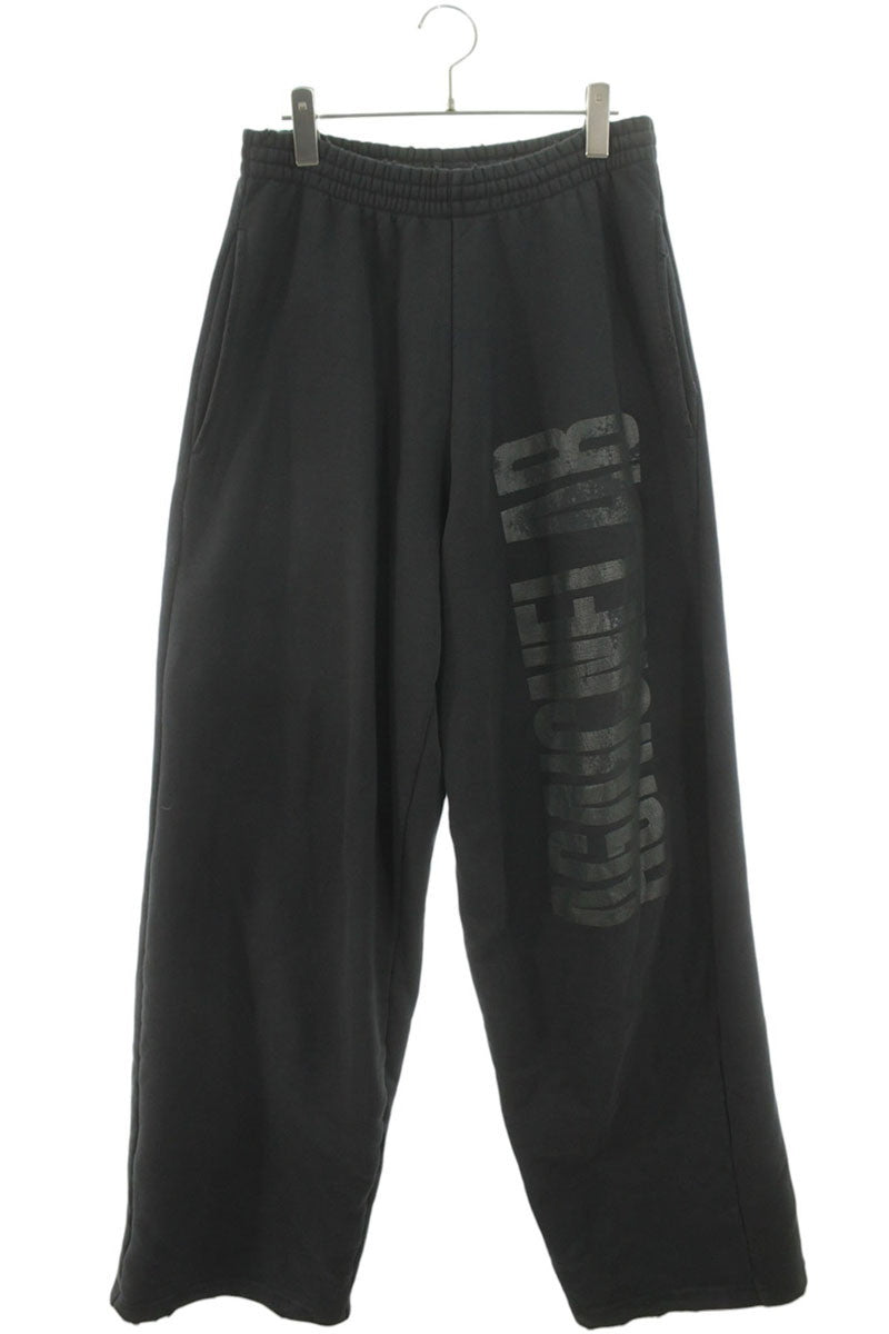 BALENCIAGA Reverse Logo Print Cotton Pants Black Size 30