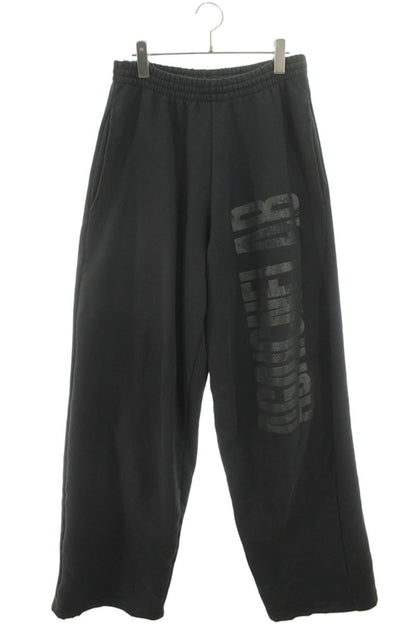 BALENCIAGA Reverse Logo Print Cotton Pants Black Size 30