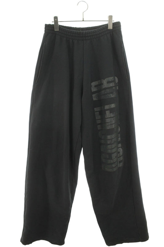 BALENCIAGA Reverse Logo Print Cotton Pants Black Size 30