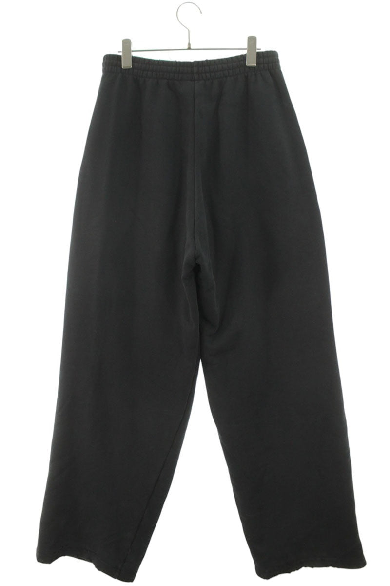 BALENCIAGA Reverse Logo Print Cotton Pants Black Size 30