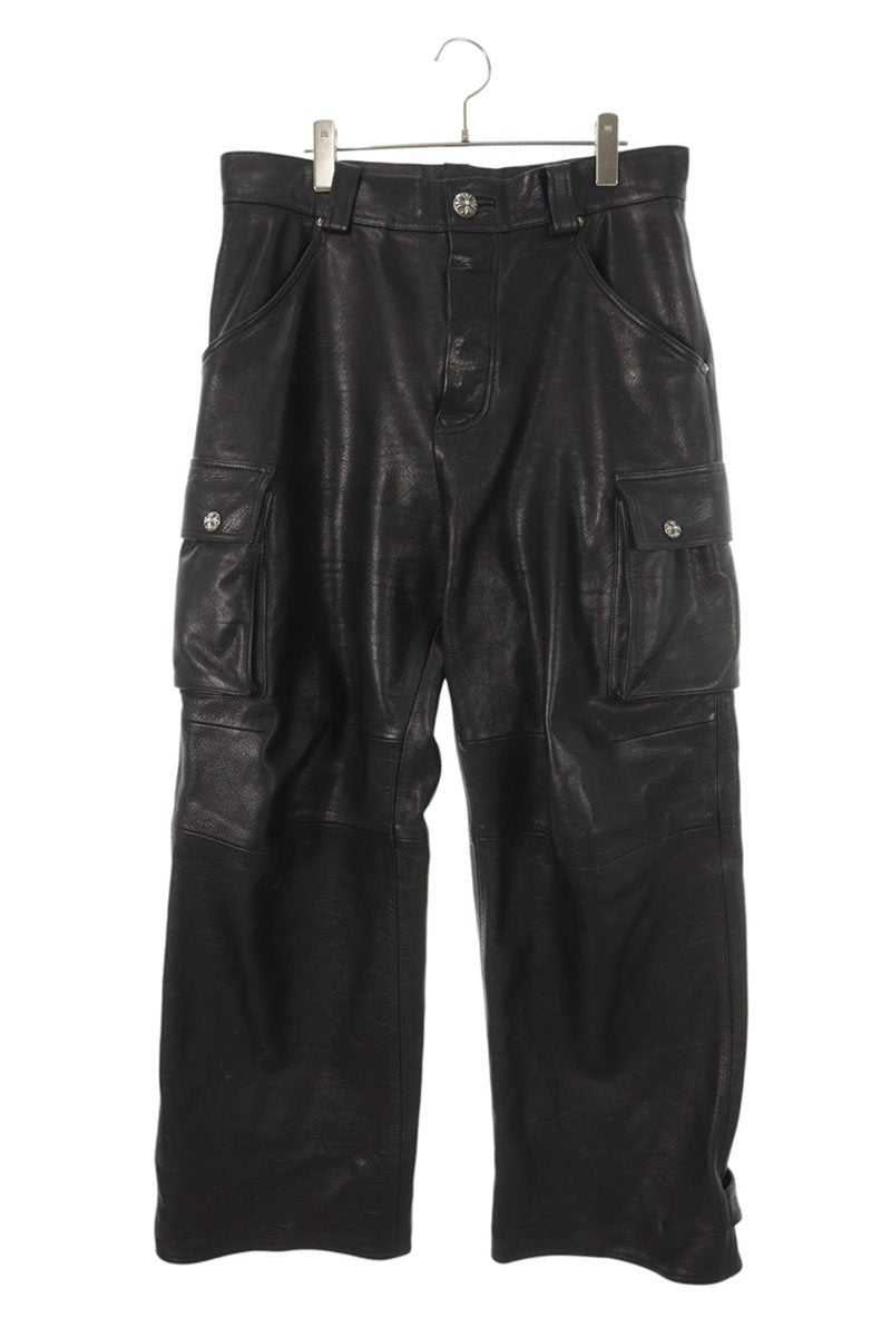 Chrome Hearts DEVIL DOG LTHR Cross Pants Black Size 33