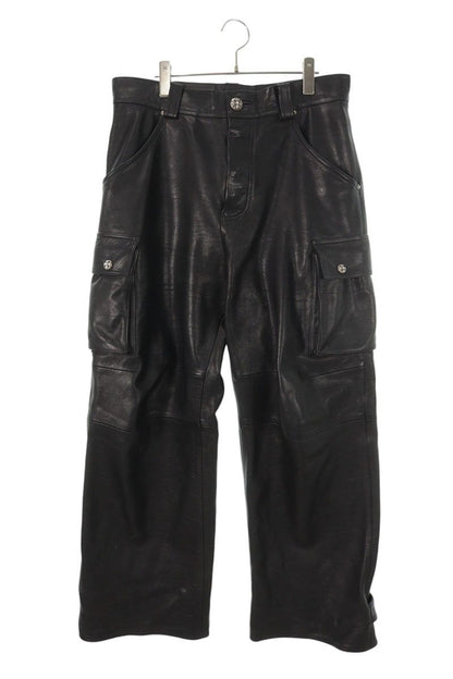 Chrome Hearts DEVIL DOG LTHR Cross Pants Black Size 33
