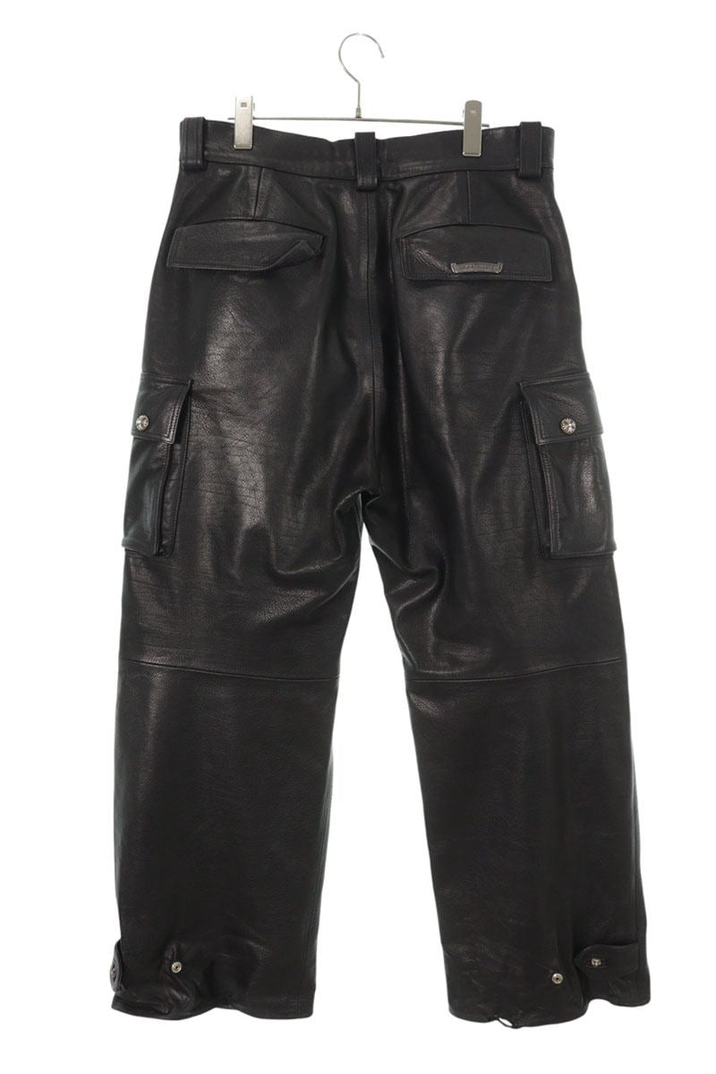 Chrome Hearts DEVIL DOG LTHR Cross Pants Black Size 33