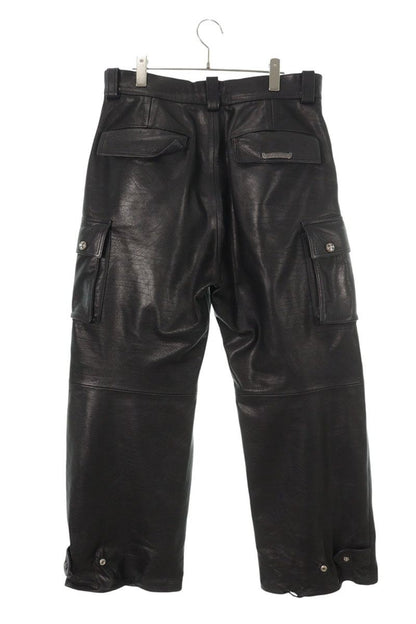 Chrome Hearts DEVIL DOG LTHR Cross Pants Black Size 33