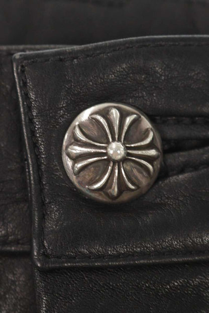 Chrome Hearts DEVIL DOG LTHR Cross Pants Black Size 33