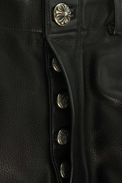 Chrome Hearts DEVIL DOG LTHR Cross Button Leather Size 32