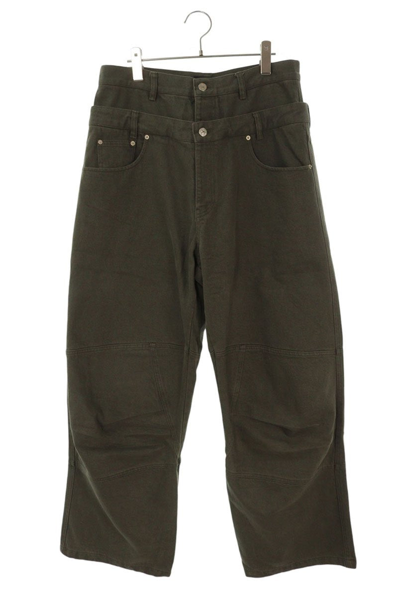 FAR FROM WHAT Double Waist Layered Pants Green Size 32