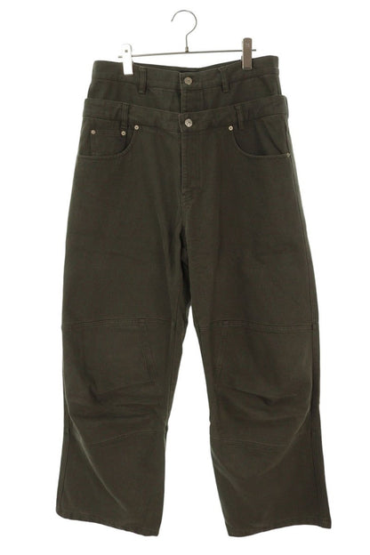 FAR FROM WHAT Double Waist Layered Pants Green Size 32