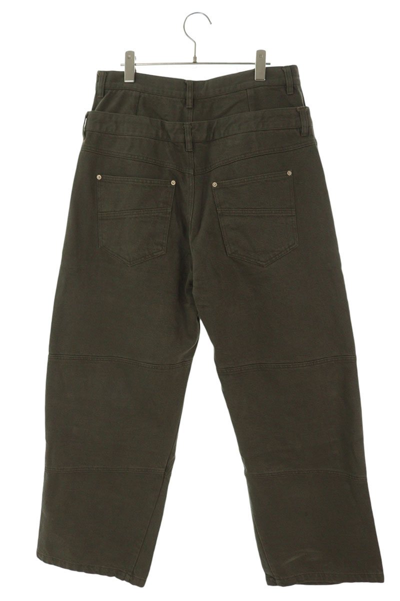 FAR FROM WHAT Double Waist Layered Pants Green Size 32