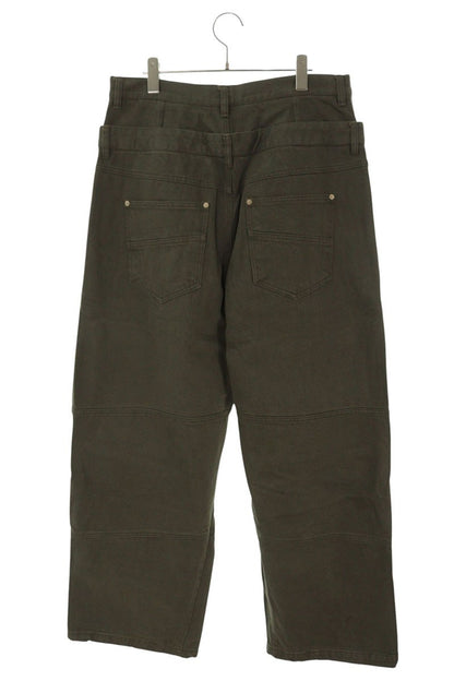 FAR FROM WHAT Double Waist Layered Pants Green Size 34