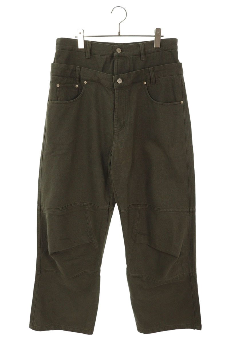 FAR FROM WHAT Double Waist Layered Pants Green Size 32