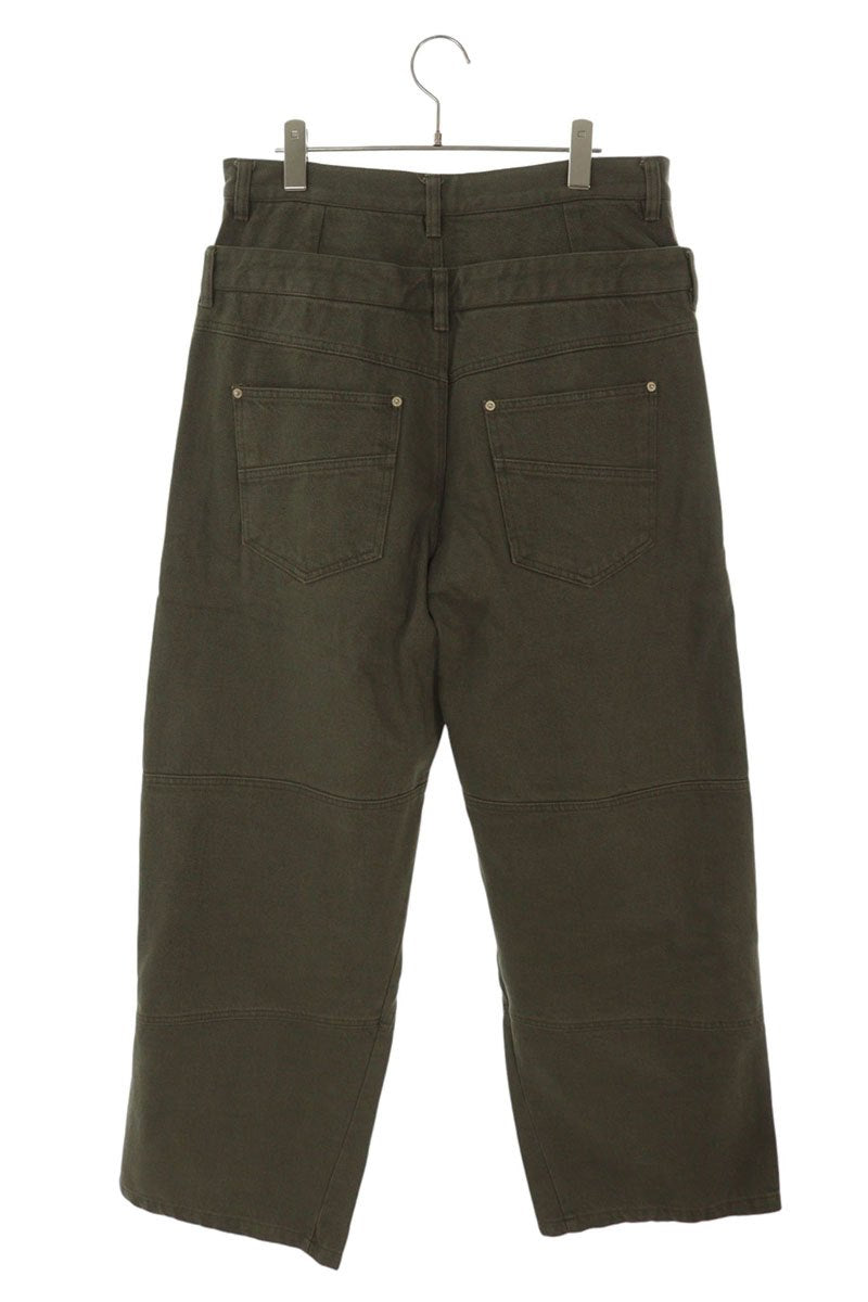 FAR FROM WHAT Double Waist Layered Pants Green Size 32