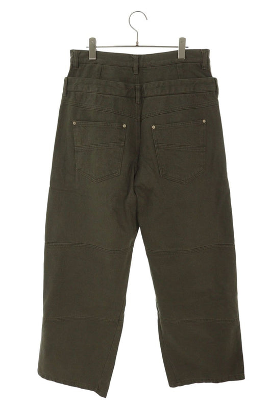 FAR FROM WHAT Double Waist Layered Pants Green Size 32