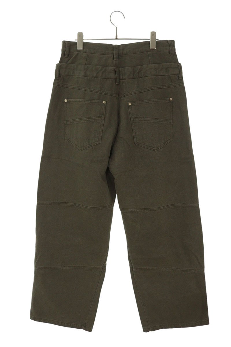 FAR FROM WHAT Double Waist Layered Pants Green Size 32