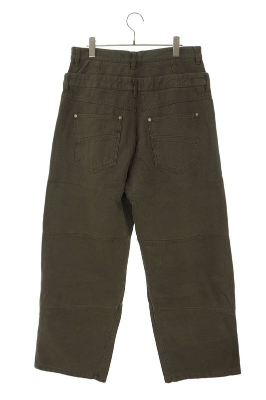 FAR FROM WHAT Double Waist Layered Pants Green Size 32