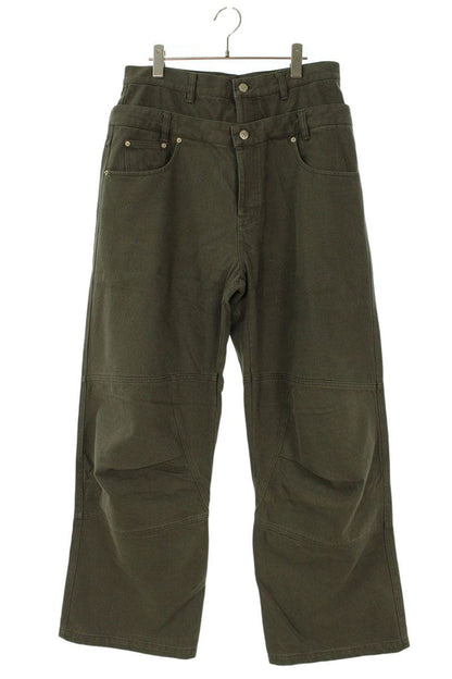 FAR FROM WHAT Double Waist Layered Pants Green Size 32