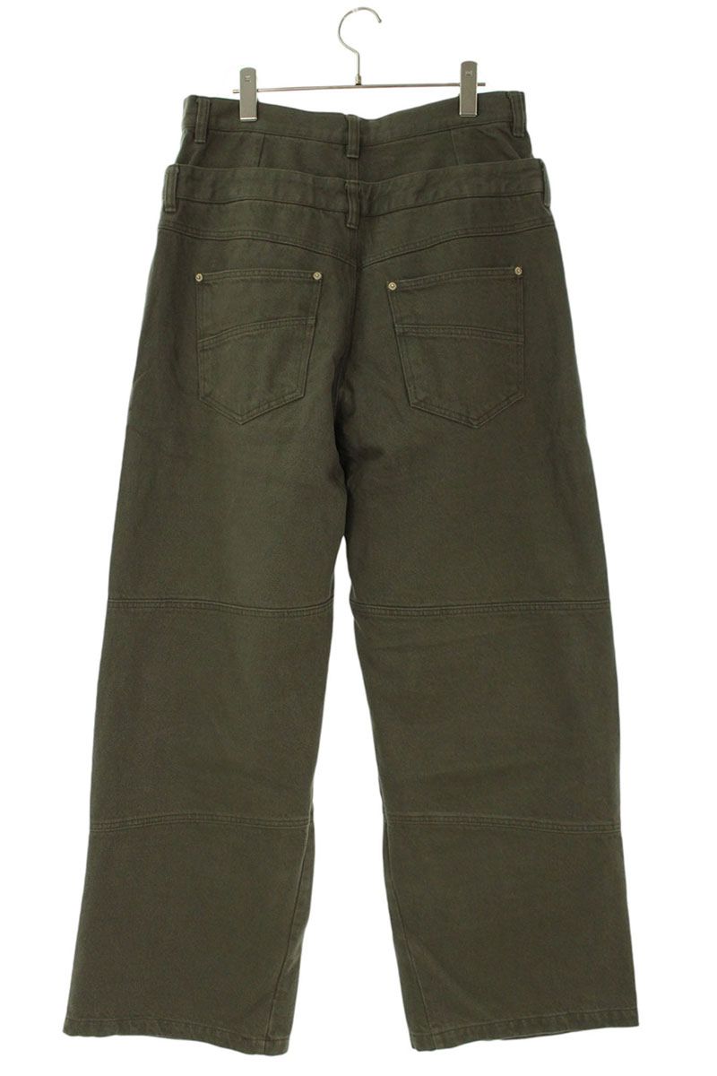 FAR FROM WHAT Double Waist Layered Pants Green Size 32