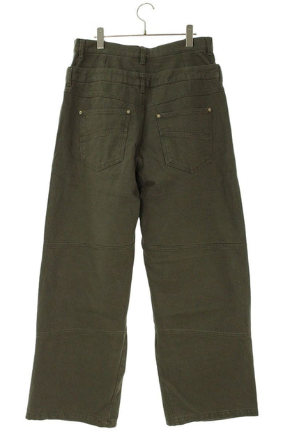 FAR FROM WHAT Double Waist Layered Pants Green Size 32