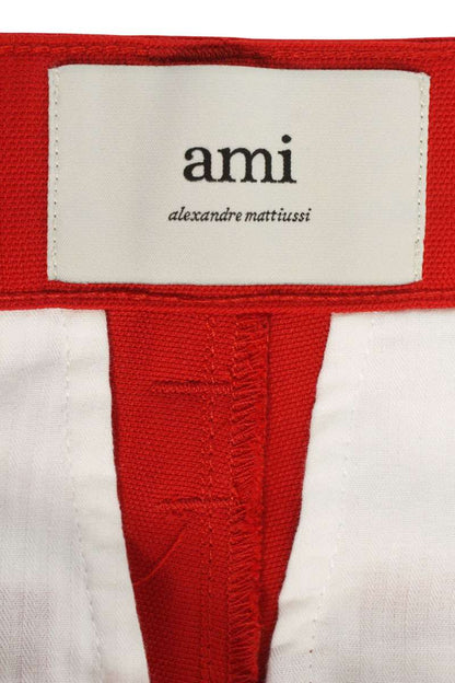 AMI Alexandre Mattiussi Red Wool Belted Wide Size 28