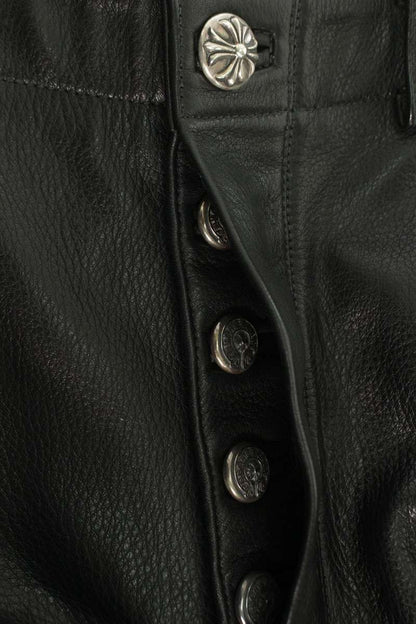 Chrome Hearts DEVIL DOG LTHR Cross Button Leather Size 34